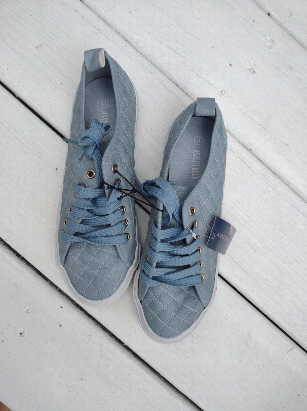 Ashley Blue Light Blue Lace Up Sneakers Size 9
